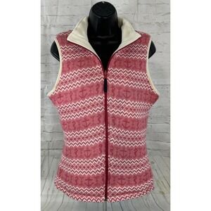 Vineyard Vines M Women Reversible Knit Fleece Vest Nautical Fair Isle Preppy